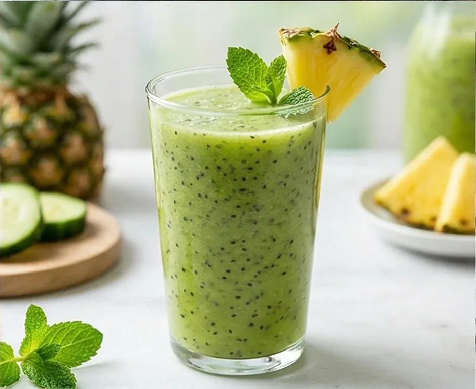 Ananas-Gurken-Chia-Detox-Smoothie