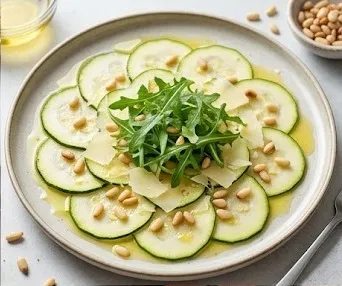Zucchini-Carpaccio mit Zitrone und Parmesanspänen