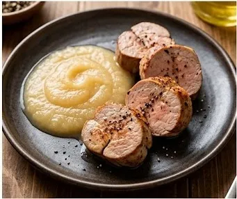 Schweinefilet mit ungesüßtem Apfelmus